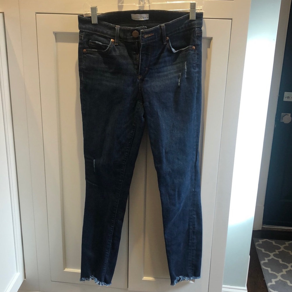 Loft raw hem high-waisted skinny jeans